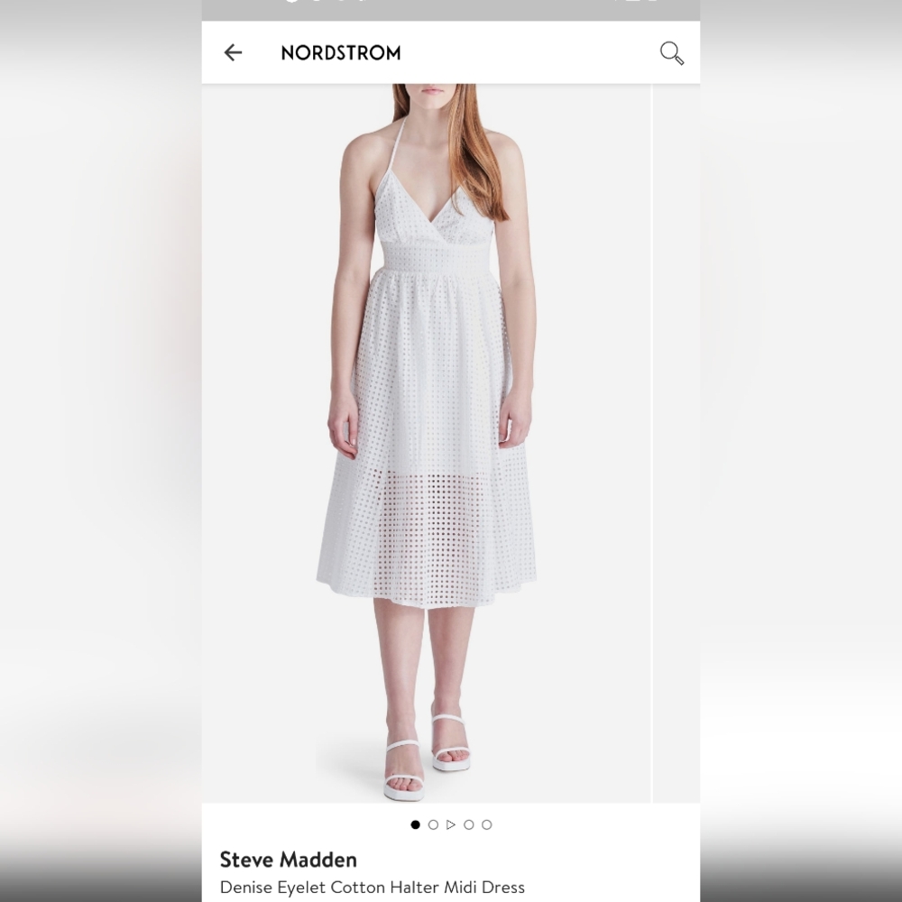 Steve Madden Denise Eyelet Cotton Halter Midi Dress